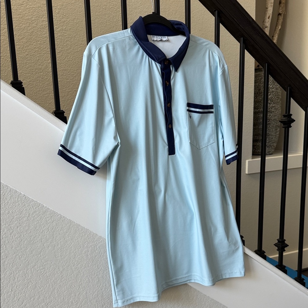 Smith & Quinn Men's Light Blue Polo Shirt with Navy Accents